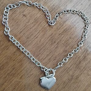 Silver Heart Choker Necklace